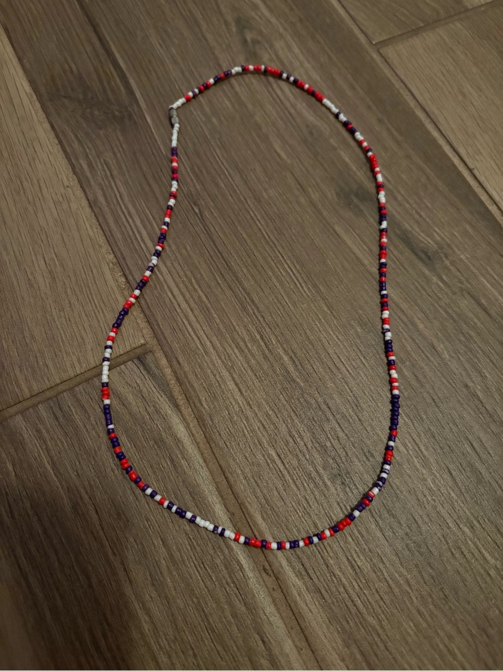 Handmade Red, White & Blue Seed Bead Necklace